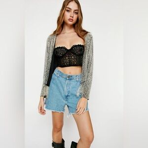 Nasty Gal Silver Rhinestone Fringe Jacket Festival Concert Jacket | NWT Size 2